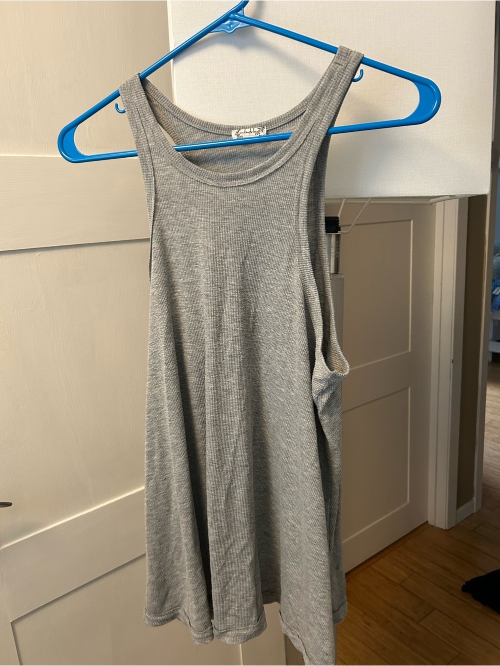 Free People Gray Ribbed Scoop Tank